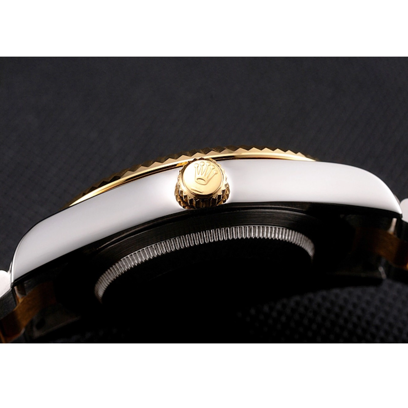 Aaa replica watch Swiss Two Dial Black Tone Gold Bracelet Steel Stainless Bezel Case Rolex Datejust 0725